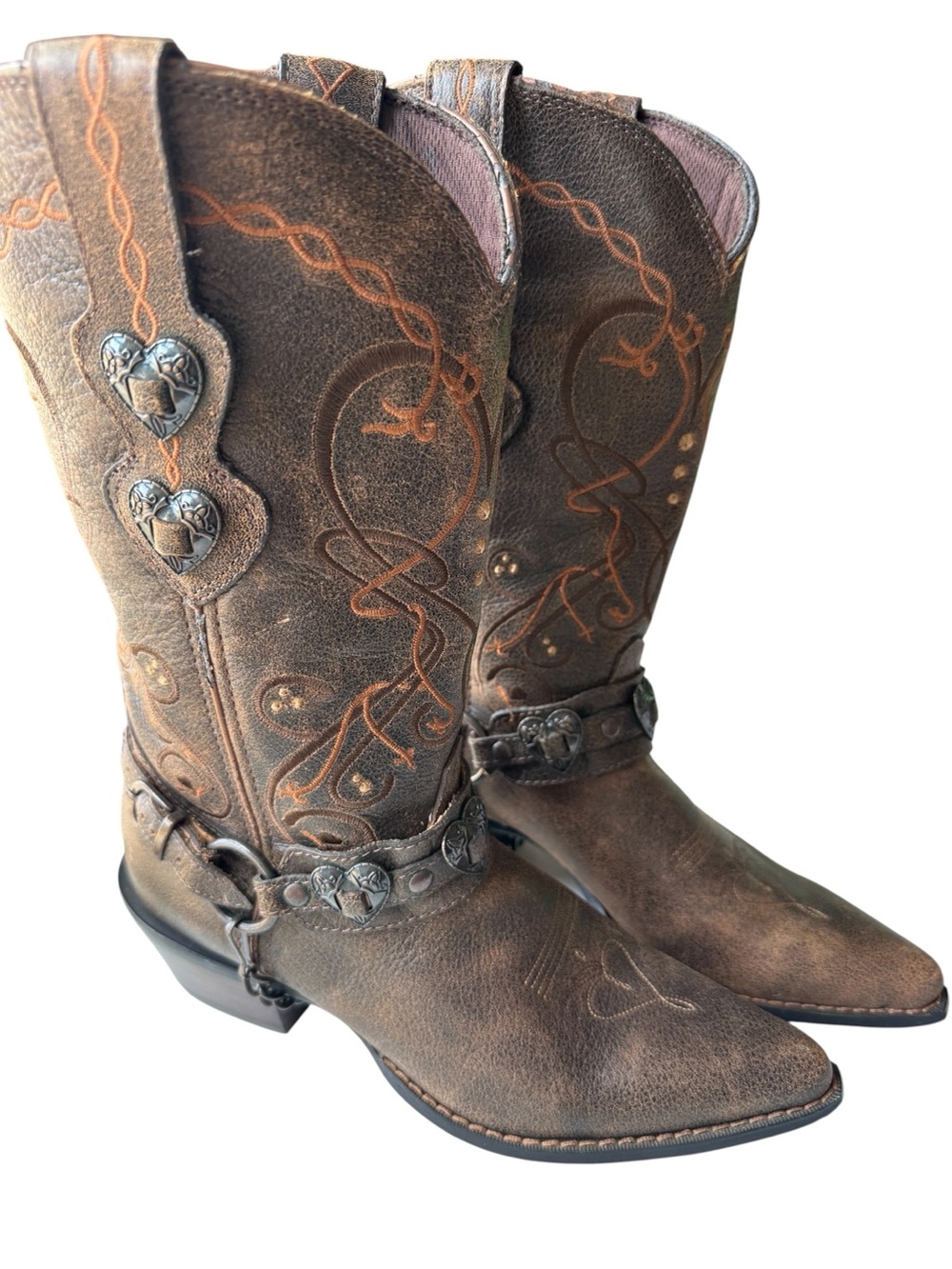 Crush by Durango Heartbreaker Brown Leather Cowboy Boots Heart Concho